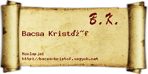 Bacsa Kristóf névjegykártya