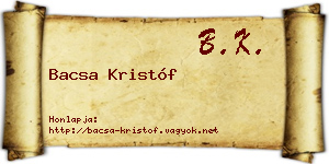 Bacsa Kristóf névjegykártya